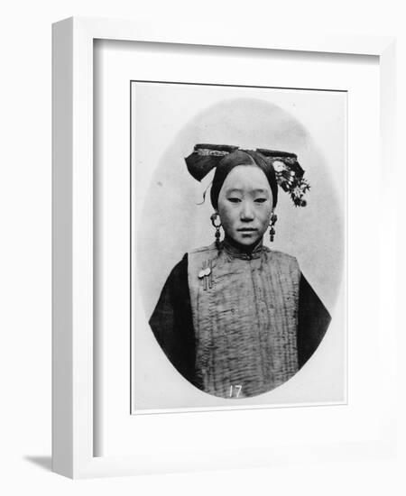 Frontview of Coiffure of a Married Manchu Matron, C.1867-72-John Thomson-Framed Premium Photographic Print