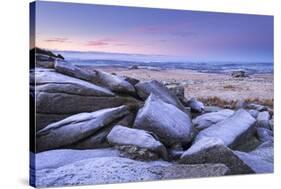 Frost Covered Granite Boulders at Great Staple Tor in Dartmoor National Park, Devon, England-Adam Burton-Stretched Canvas