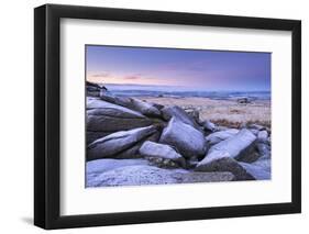 Frost Covered Granite Boulders at Great Staple Tor in Dartmoor National Park, Devon, England-Adam Burton-Framed Photographic Print