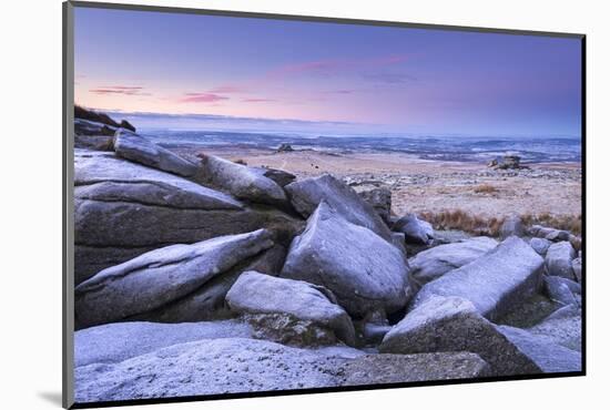 Frost Covered Granite Boulders at Great Staple Tor in Dartmoor National Park, Devon, England-Adam Burton-Mounted Photographic Print