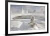 Frost covered trees and snow in thermal basin, Tire Pool, Midway Geyser Basin, Yellowstone-Allen Lloyd-Framed Photographic Print