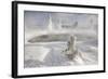 Frost covered trees and snow in thermal basin, Tire Pool, Midway Geyser Basin, Yellowstone-Allen Lloyd-Framed Photographic Print