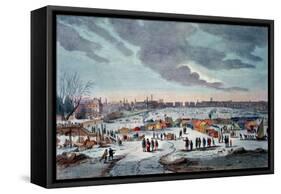 Frost Fair on the River Thames Near the Temple Stairs in 1683-84-Thomas Wyke-Framed Stretched Canvas