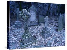 Frost on Headstones and Gravestones in a Graveyard at Ossington, Nottinghamshire, England-Mawson Mark-Stretched Canvas