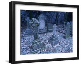 Frost on Headstones and Gravestones in a Graveyard at Ossington, Nottinghamshire, England-Mawson Mark-Framed Photographic Print