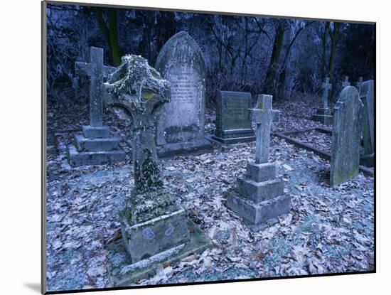 Frost on Headstones and Gravestones in a Graveyard at Ossington, Nottinghamshire, England-Mawson Mark-Mounted Photographic Print