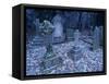 Frost on Headstones and Gravestones in a Graveyard at Ossington, Nottinghamshire, England-Mawson Mark-Framed Stretched Canvas