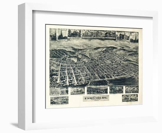 Frostburg, Maryland - Panoramic Map-Lantern Press-Framed Art Print