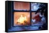 Frosted Window with Christmas Decoration-Sofiaworld-Framed Stretched Canvas