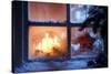 Frosted Window with Christmas Decoration-Sofiaworld-Stretched Canvas