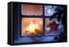 Frosted Window with Christmas Decoration-Sofiaworld-Framed Stretched Canvas