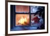 Frosted Window with Christmas Decoration-Sofiaworld-Framed Photographic Print