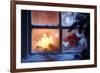 Frosted Window with Christmas Decoration-Sofiaworld-Framed Photographic Print