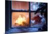 Frosted Window with Christmas Decoration-Sofiaworld-Mounted Photographic Print