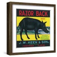 Frostproof, Florida, Razor Back Brand Citrus Label-Lantern Press-Framed Art Print