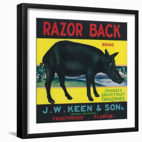 Frostproof, Florida, Razor Back Brand Citrus Label-Lantern Press-Framed Art Print