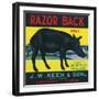 Frostproof, Florida, Razor Back Brand Citrus Label-Lantern Press-Framed Art Print