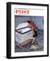 "Frosty in the Freezer" Saturday Evening Post Cover, February 21, 1959-John Falter-Framed Premium Giclee Print