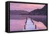 Frosty Jetty on Ullswater at Dawn, Lake District, Cumbria, England. Winter (November)-Adam Burton-Framed Stretched Canvas