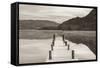 Frosty Jetty on Ullswater at Dawn, Lake District, Cumbria, England. Winter (November)-Adam Burton-Framed Stretched Canvas
