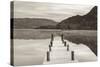 Frosty Jetty on Ullswater at Dawn, Lake District, Cumbria, England. Winter (November)-Adam Burton-Stretched Canvas