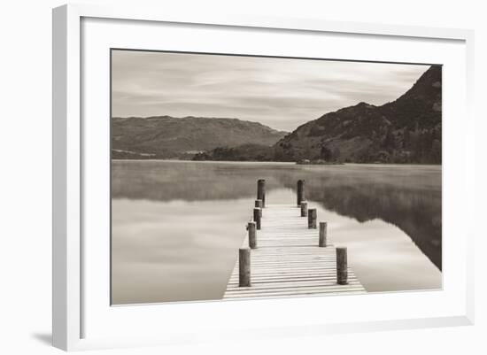 Frosty Jetty on Ullswater at Dawn, Lake District, Cumbria, England. Winter (November)-Adam Burton-Framed Photographic Print