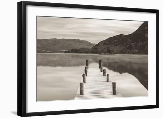 Frosty Jetty on Ullswater at Dawn, Lake District, Cumbria, England. Winter (November)-Adam Burton-Framed Photographic Print