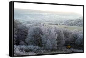 Frosty landscape, Powys, Wales, United Kingdom, Europe-Graham Lawrence-Framed Stretched Canvas