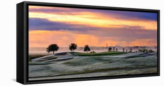 Frosty Morning Golf and Sunrise Sky-Sheila Haddad-Framed Stretched Canvas