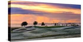 Frosty Morning Golf and Sunrise Sky-Sheila Haddad-Stretched Canvas