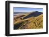 Frosty morning, Great Ridge, view to Rushup Edge from slopes of Mam Tor, near Edale, Peak District,-Eleanor Scriven-Framed Photographic Print