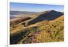 Frosty morning, Great Ridge, view to Rushup Edge from slopes of Mam Tor, near Edale, Peak District,-Eleanor Scriven-Framed Photographic Print