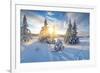 Frosty Morning in the Mountains, Panorama of Winter Mountains, Ukraine, Carpathians-Kotenko-Framed Photographic Print