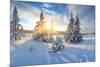 Frosty Morning in the Mountains, Panorama of Winter Mountains, Ukraine, Carpathians-Kotenko-Mounted Photographic Print