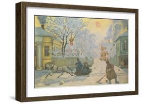 Frosty Morning-Boris Mihajlovic Kustodiev-Framed Giclee Print