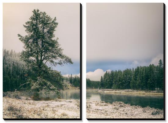 Frosty River Bend, Yellowstone-Vincent James-Stretched Canvas