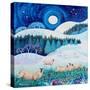 Frosty Sheep acrylics on paper-Lisa Graa Jensen-Stretched Canvas