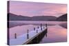 Frosty Wooden Jetty on Ullswater at Dawn, Lake District, Cumbria, England. Winter (November)-Adam Burton-Stretched Canvas