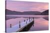 Frosty Wooden Jetty on Ullswater at Dawn, Lake District, Cumbria, England. Winter (November)-Adam Burton-Stretched Canvas