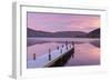 Frosty Wooden Jetty on Ullswater at Dawn, Lake District, Cumbria, England. Winter (November)-Adam Burton-Framed Photographic Print