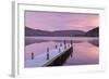 Frosty Wooden Jetty on Ullswater at Dawn, Lake District, Cumbria, England. Winter (November)-Adam Burton-Framed Photographic Print