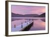 Frosty Wooden Jetty on Ullswater at Dawn, Lake District, Cumbria, England. Winter (November)-Adam Burton-Framed Photographic Print