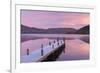 Frosty Wooden Jetty on Ullswater at Dawn, Lake District, Cumbria, England. Winter (November)-Adam Burton-Framed Photographic Print