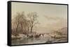 Frozen Canal Near the River Maas-Andreas Schelfhout-Framed Stretched Canvas