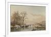 Frozen Canal Near the River Maas-Andreas Schelfhout-Framed Art Print