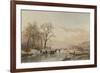 Frozen Canal Near the River Maas-Andreas Schelfhout-Framed Art Print