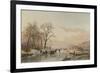 Frozen Canal Near the River Maas-Andreas Schelfhout-Framed Art Print