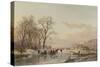 Frozen Canal Near the River Maas-Andreas Schelfhout-Stretched Canvas