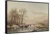 Frozen Canal Near the River Maas-Andreas Schelfhout-Framed Stretched Canvas