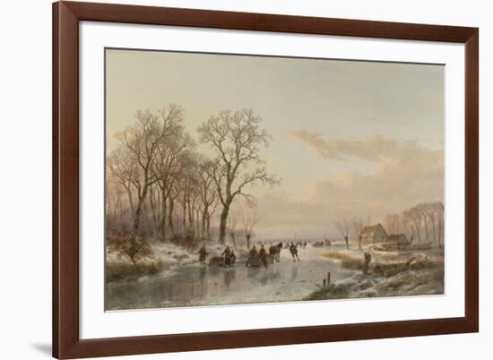 Frozen Canal Near the River Maas-Andreas Schelfhout-Framed Premium Giclee Print